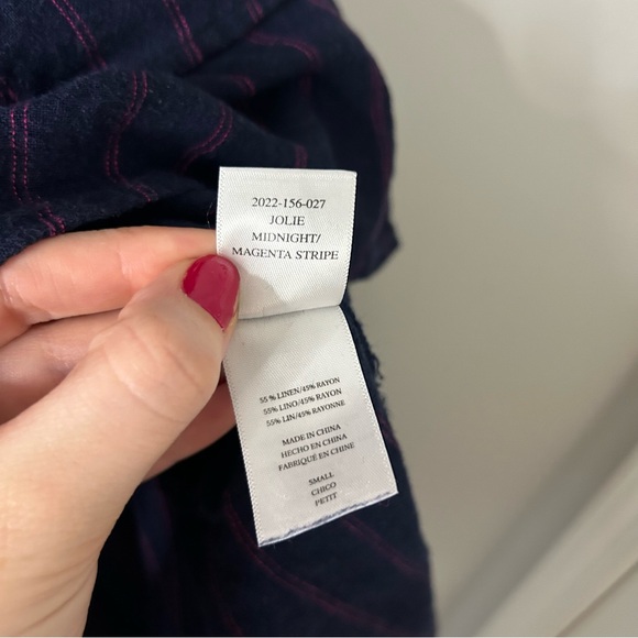 RAILS Jolie Smocked Waist Button Front Mini Dress in Midnight Magenta Stripe - Picture 6 of 6